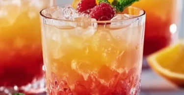 Glas mit alkoholfreiem Tequila Sonnenaufgang, frischer Genuss ohne Alkohol