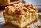 Apfelkuchen vom Blech mit frischen Äpfeln und Zimt, serviert auf einem traditionellen Teller.