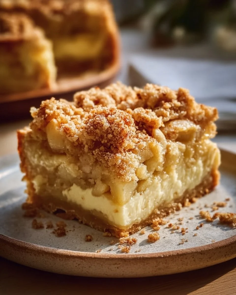 Apfelkuchen vom Blech mit frischen Äpfeln und Zimt, serviert auf einem traditionellen Teller.