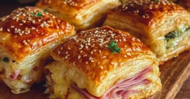 Blätterteig-Puten-Käse-Snacks frisch aus dem Ofen serviert