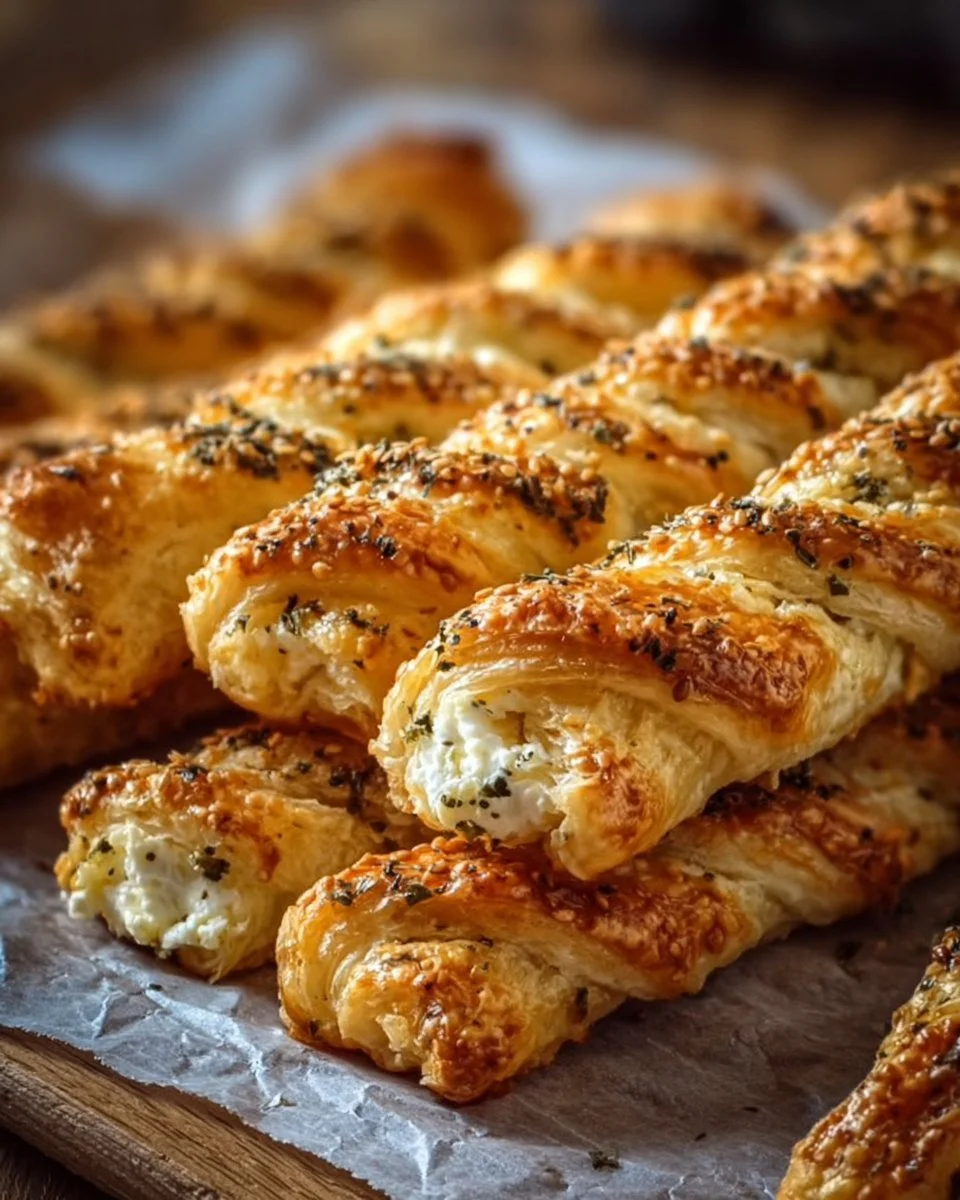 Leckere Feta Blätterteig-Sticks frisch aus dem Ofen