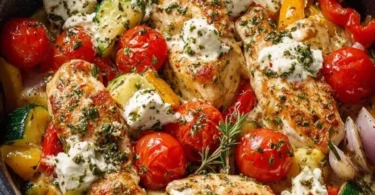Feta-Hähnchen Pfanne im Airfryer zubereitet