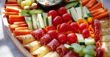 Leckeres Fingerfood in bunten Schultüten für die Einschulung