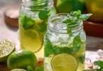 Erfrischende Limetten-Limonade mit frischer Minze und Limetten
