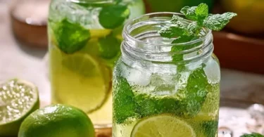 Erfrischende Limetten-Limonade mit frischer Minze und Limetten