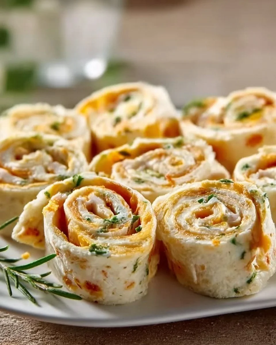 Leckere Frischkäse Roll-Ups serviert auf einem weißen Teller