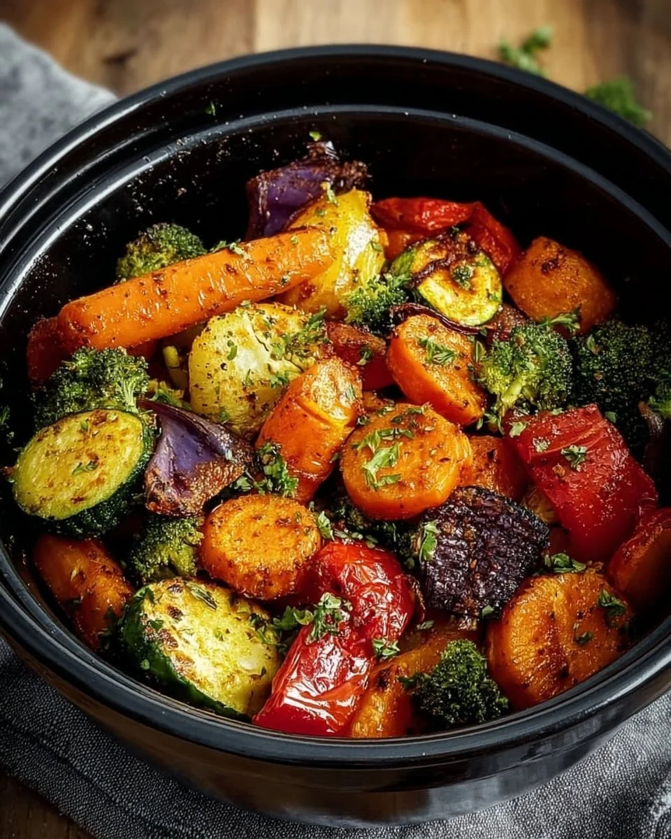 Geröstetes Gemüse aus dem Airfryer, bunt und lecker zubereitet