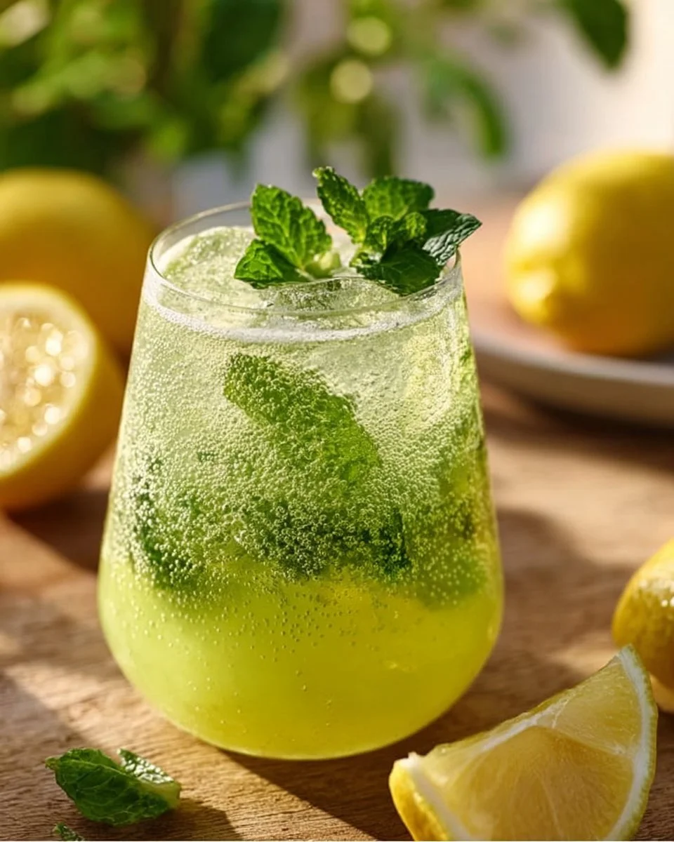 Glas hausgemachte Zitronen-Limonade mit frischer Minze