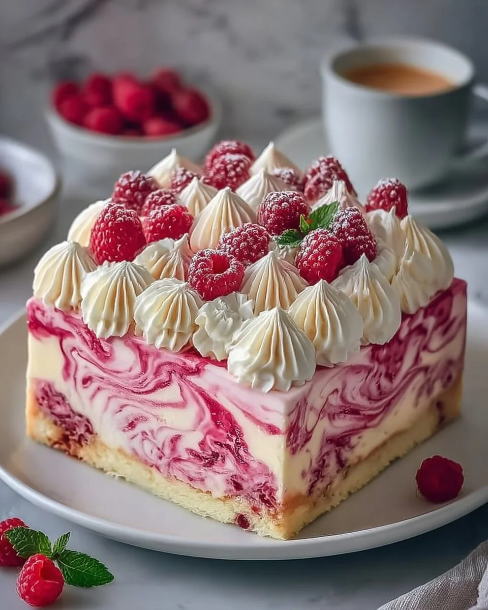 Himbeer-Wirbel-Käsekuchen mit fruchtigen Himbeeren und cremiger Käsefüllung