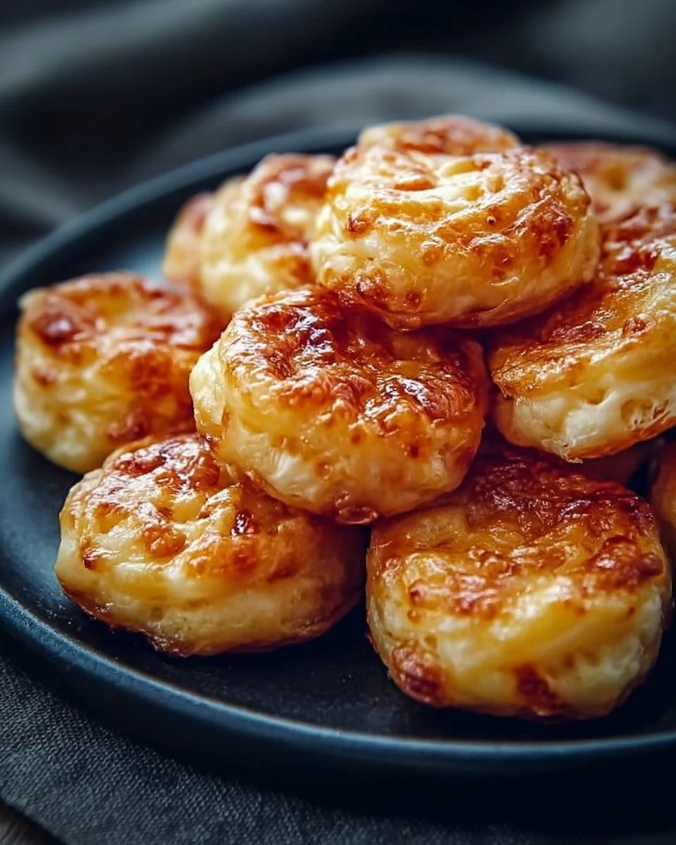 Leckere Käse Puff Snacks auf einem Teller angerichtet