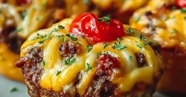 Käseburger-Muffins, die leicht und lecker sind, ideal für Snack und Party.