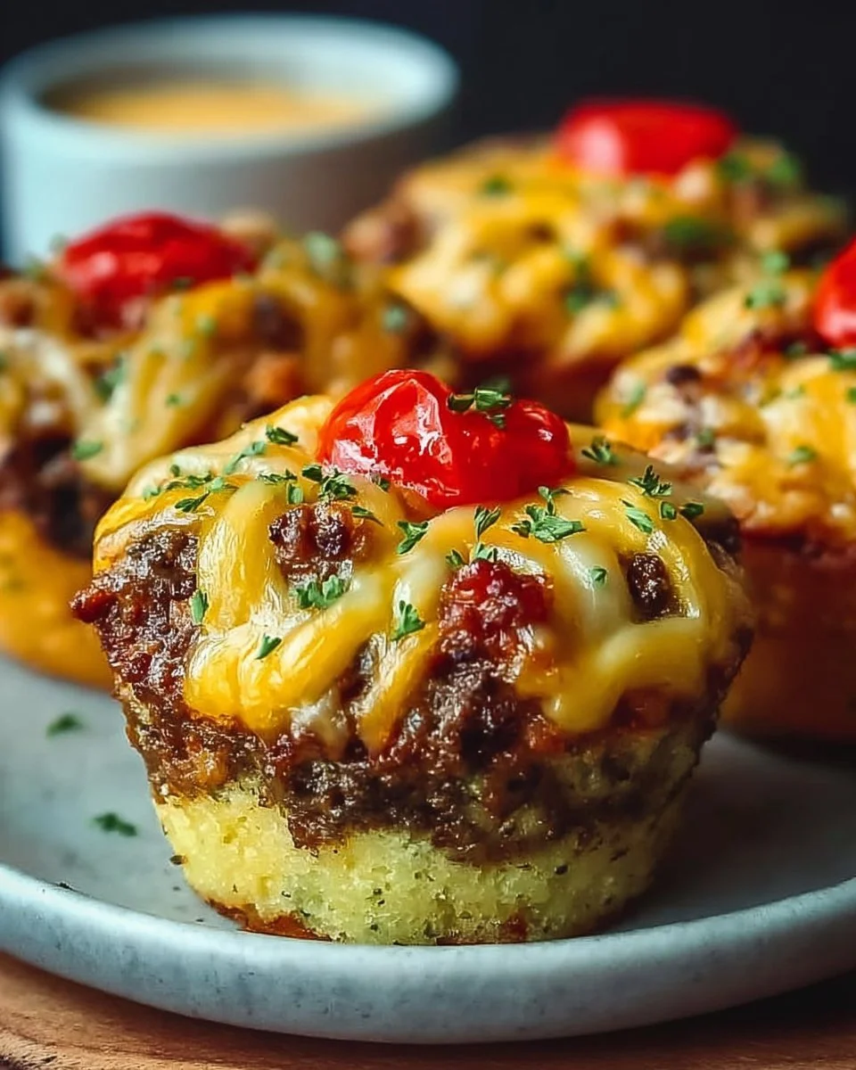 Käseburger-Muffins, die leicht und lecker sind, ideal für Snack und Party.