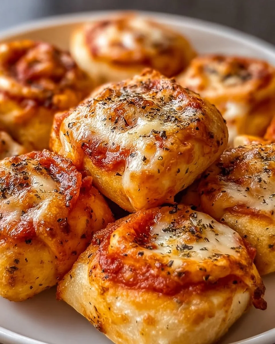 Knusprige Air-Fryer-Pizza-Rollen auf einem Teller serviert