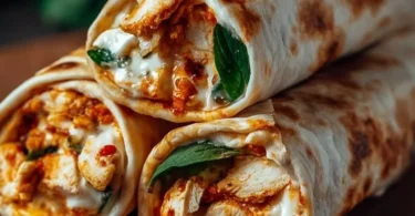 Knusprige Hähnchen-Mozzarella-Wraps aus dem Airfryer auf einem Teller