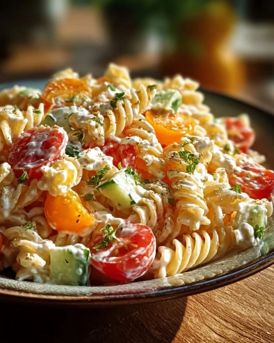 Leichter Nudelsalat mit Joghurt-Dressing