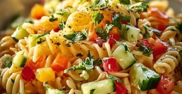 Limetten Crunch Nudelsalat mit frischen Zutaten und knusprigen Nüssen