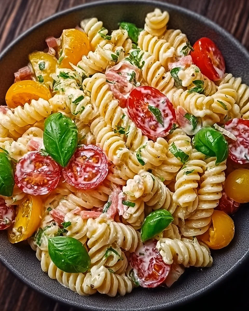 Leckere Portion Mahlwerk Pastasalat mit frischen Zutaten