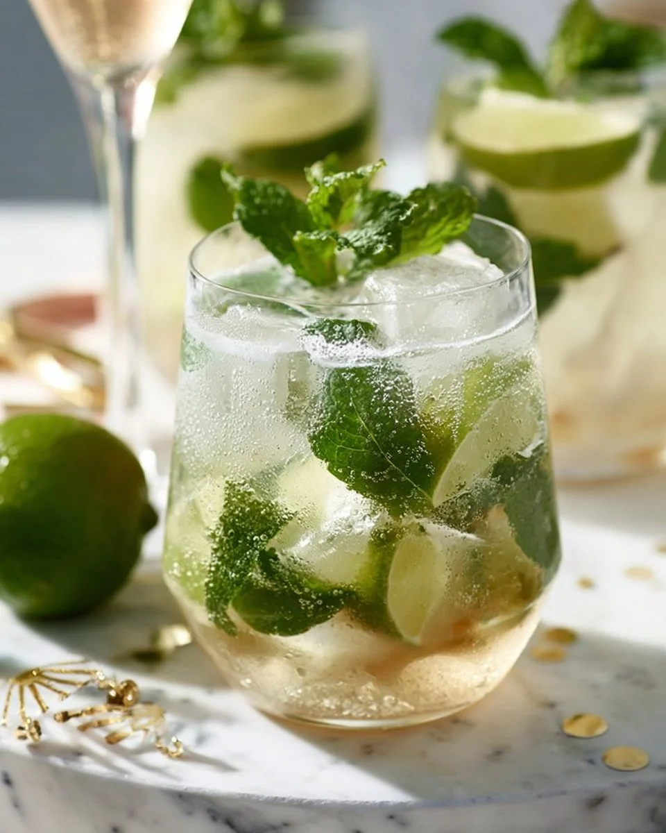 Erfrischende Mojitobowle mit Minze und Limette, perfekt für Sommerpartys.