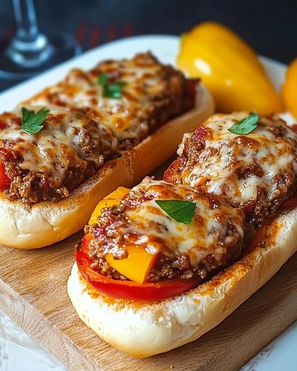 Leckere Pizza Hackfleisch Brötchen frisch aus dem Ofen