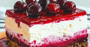 Verlockender Rotkäppchenkuchen mit saftigem Kern und köstlicher Dekoration.