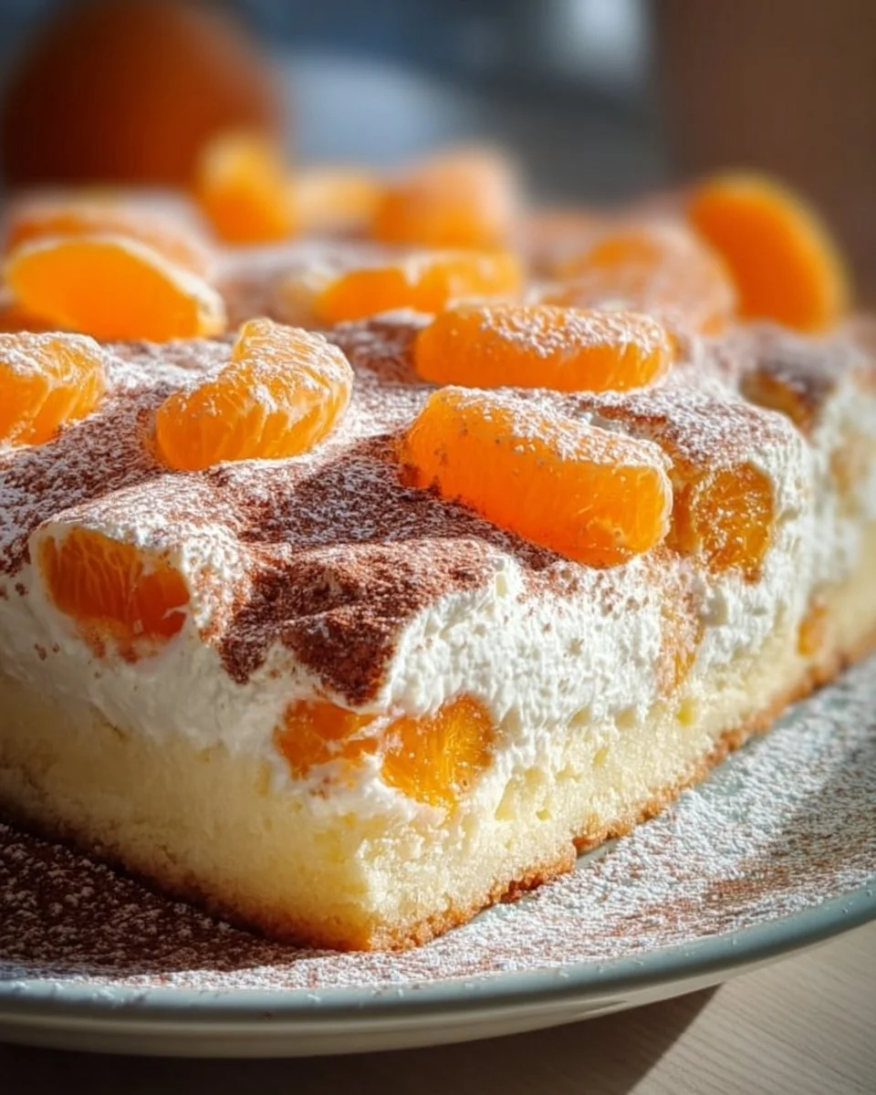 Schmandkuchen vom Blech mit Mandarinen