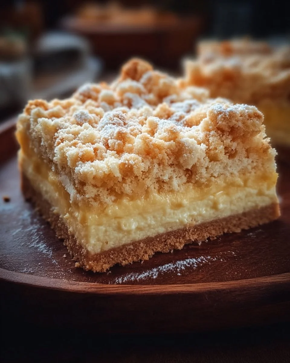Leckerer Streuselkuchen mit Pudding auf einem Teller serviert