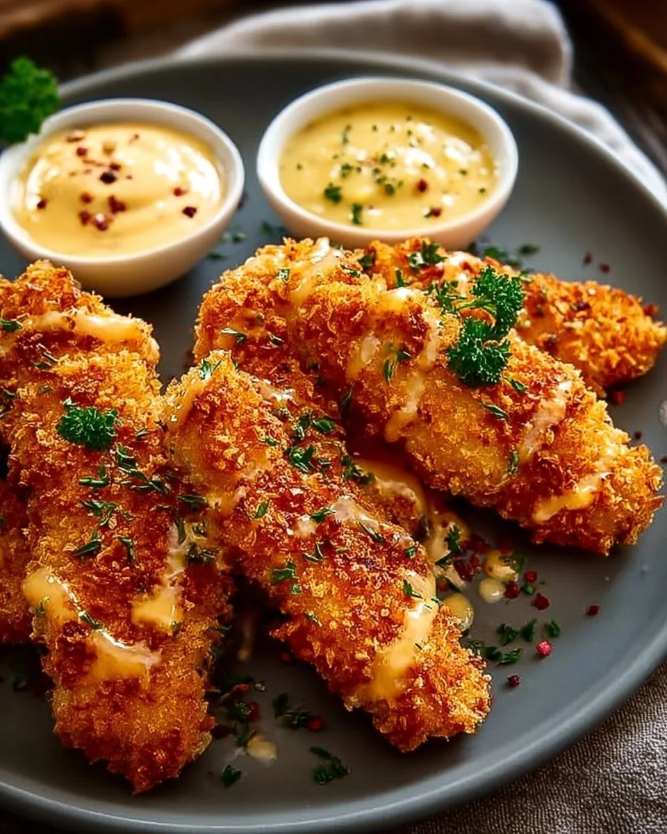 Super krossen Air Fryer Hähnchenstreifen mit Honig-Senf-Sauce