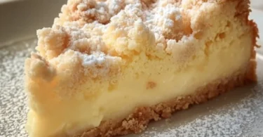 Leckerer Vanillepudding Streuselkuchen vom Blech mit knusprigen Streuseln