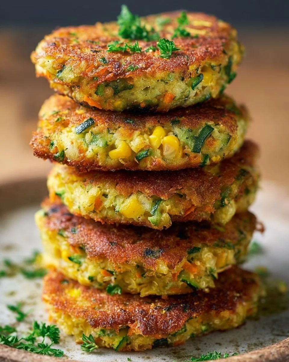 Köstliche Gemüse-Patties aus der Heißluftfritteuse auf einem Teller