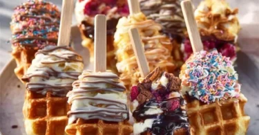 Leckere Waffeln am Stiel, perfekt für Snacks und Feiern.