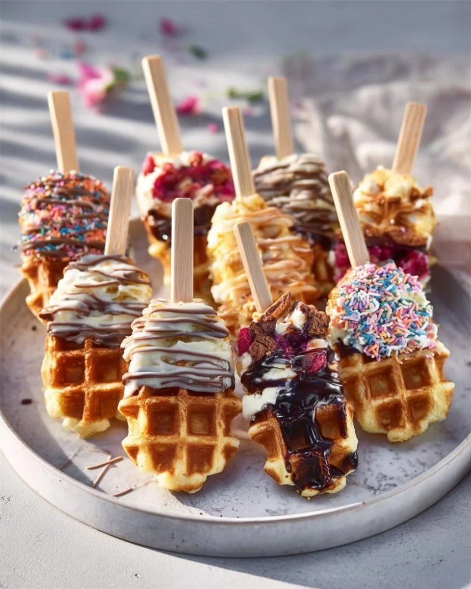 Leckere Waffeln am Stiel, perfekt für Snacks und Feiern.