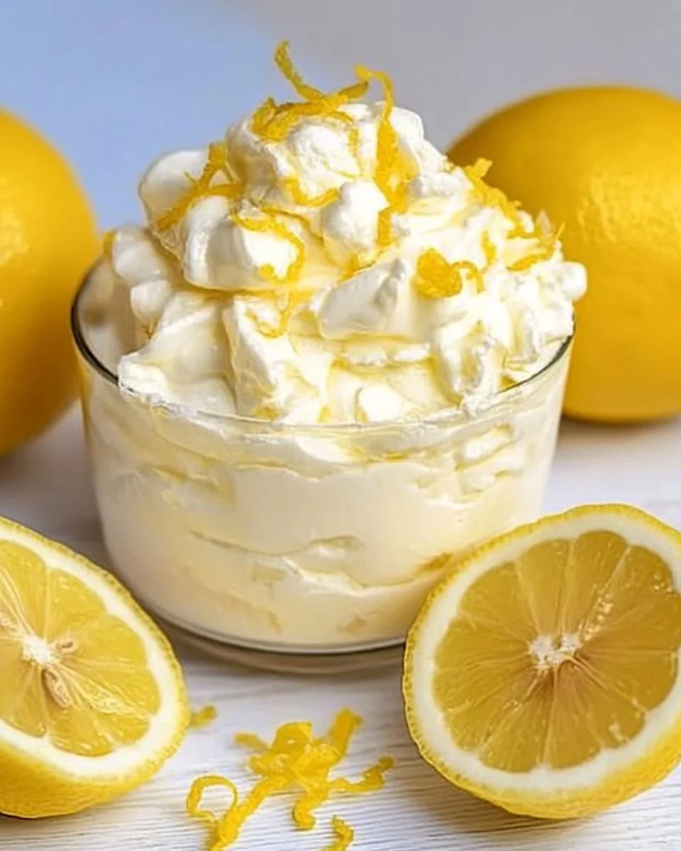 Hausgemachte Zitronencreme - frisch und cremig serviert.
